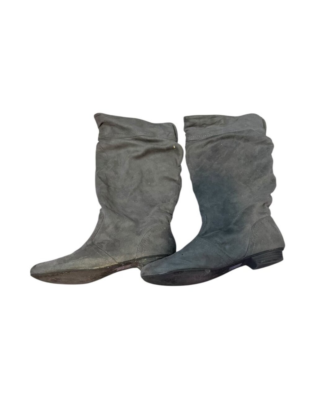 Grey Slouch Mid-Calf Boots – Size 10 – Casual Everyday Comfort Boots